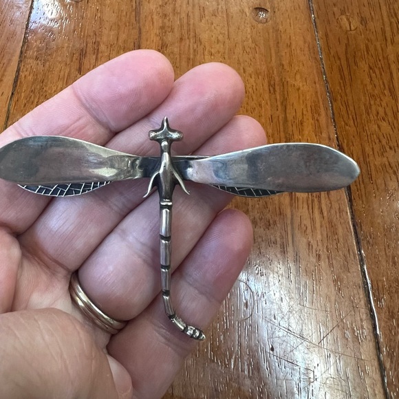 Vintage Sterling Silver Large 3D Dragon Fly Brooch - Picture 10 of 14
